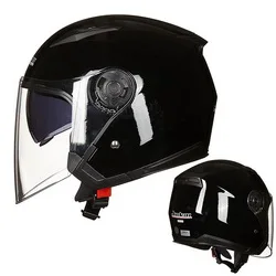 Bright black Мотоциклетный шлем с открытым лицом Capacete мотоциклетный шлем cicleta Cascos Para мото гоночный мотоциклетный винтажный шлем C28 - Цвет: Bright black