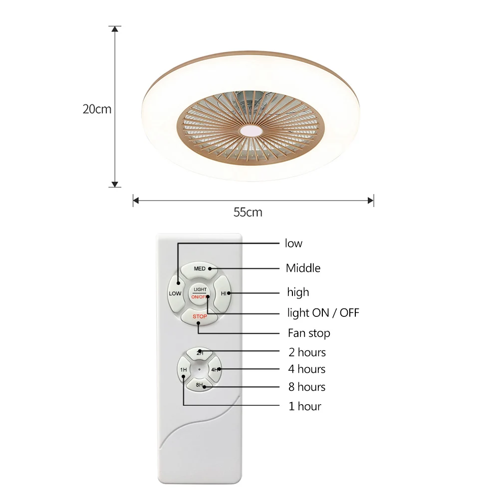 

LED Ceiling Light With Fan Adjustable Wind Speed with Remote Control Without Battery Modern LED Lamp for Bedroom Living Room