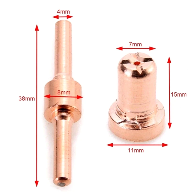 

20pcs Red Copper Extended Long Plasma Cutter Tip Electrodes&Nozzles Kit Mayitr Consumable For PT31 LG40 40A Cutting