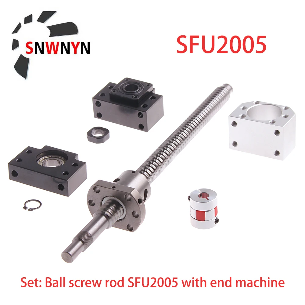 Шариковый винт SFU2005 200 500 1000 1200 мм шариковый с концевой обработкой + BK15BF15 Поддержка