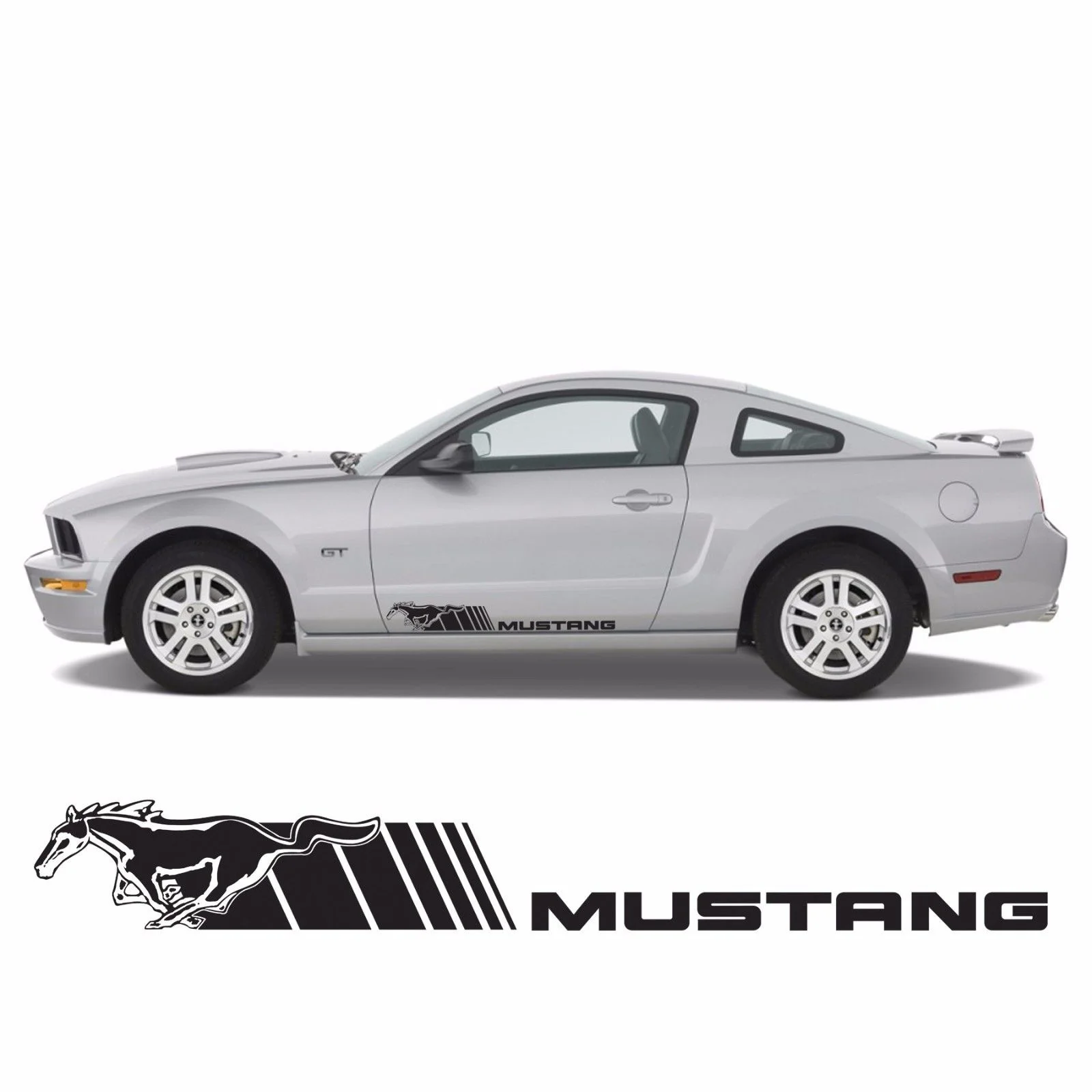 

For 2Pcs Ford Mustang Horse with Lines Rocker Panel Stripes RS005 Car styling