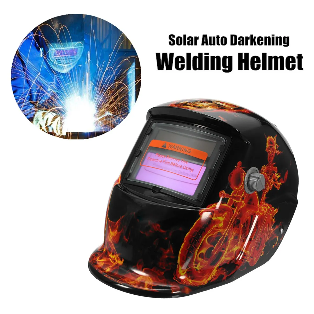 Полностью лицевой череп на солнечных батареях Авто затемнение Электрический