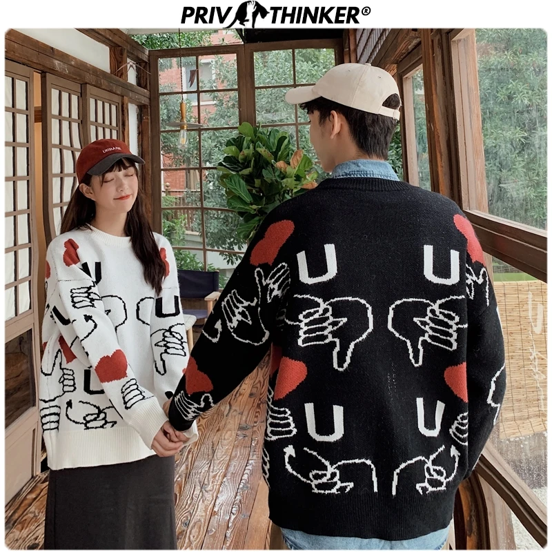 Privathinker Woman Letter Christmas Korean Pullovers Clothes Couple Autumn Winter Thicken Knitted Sweater Men Teen 2020 Sweaters | Женская