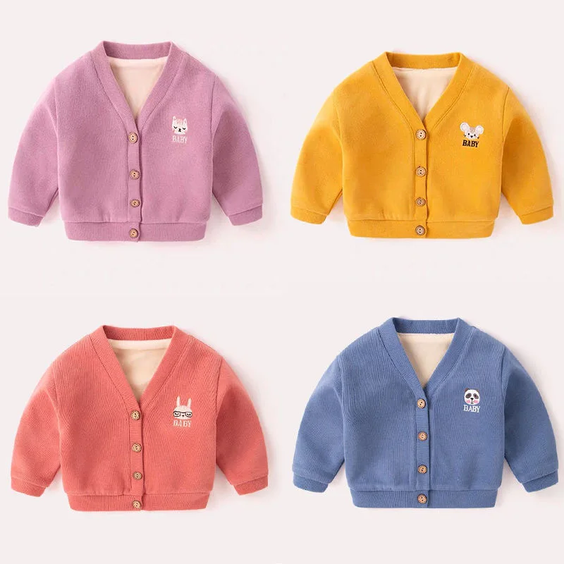 Осенне-зимний свитер для маленьких девочек Верхняя одежда детей Вязаный