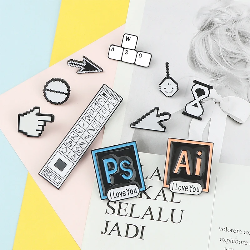 Классические броши в стиле фотошопа на панели инструментов курсоры песочные