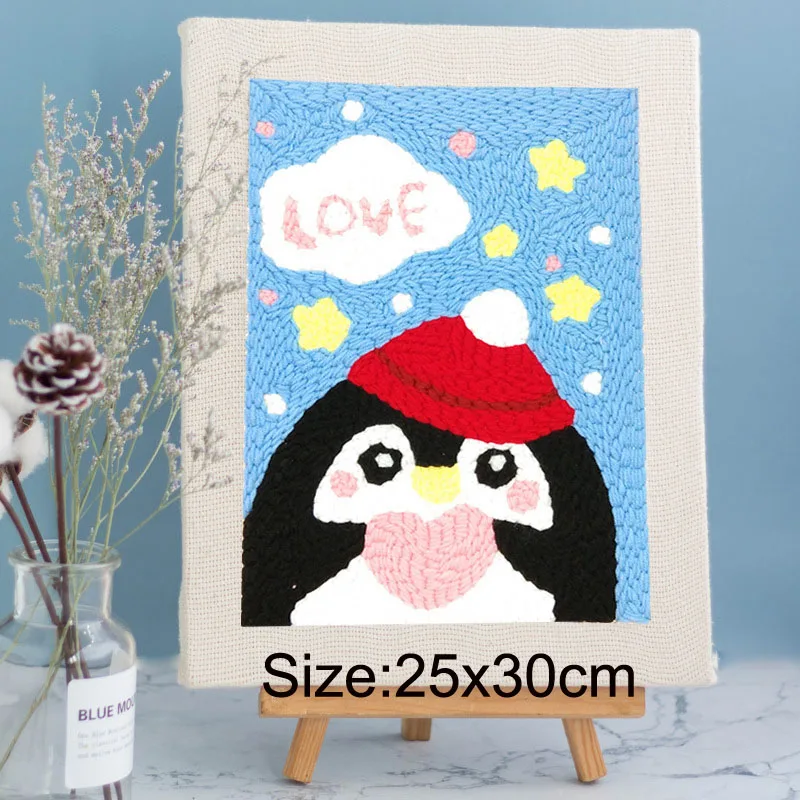 Набор для вышивки Пингвин игла крестиком с рамкой напечатанным рисунком