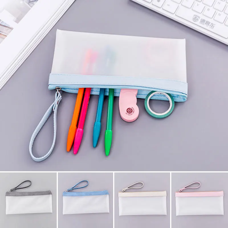 

Милый прозрачный матовый чехол большой вместимости на молнии, чехол для карандашей, студенческие канцелярские принадлежности, органайзер, ...