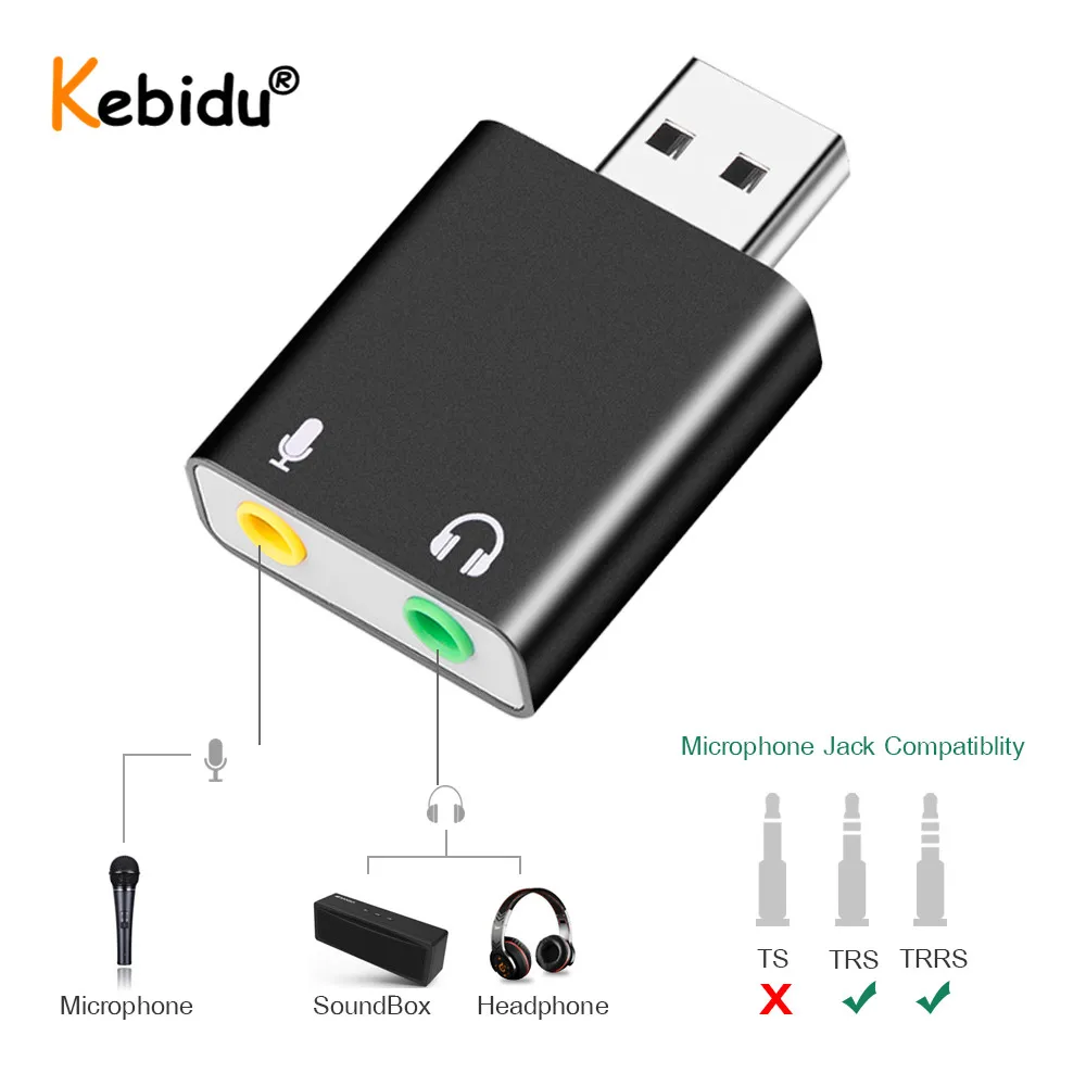 Внешняя звуковая карта USB 7 1 канала Переходник на разъем 3 5 мм адаптер для