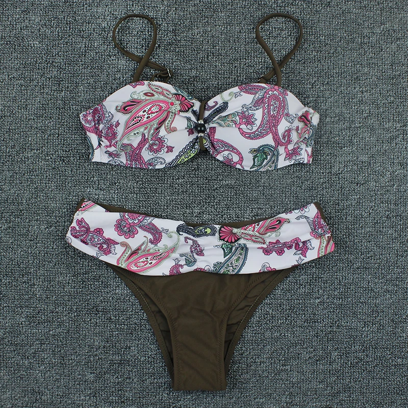 

Plus Size Bikini 2021 Print Floral Sexy Swimwear Women Push Up Bikini Set High Waist Swimsuit Bathing Suit Beachwear Two Piece