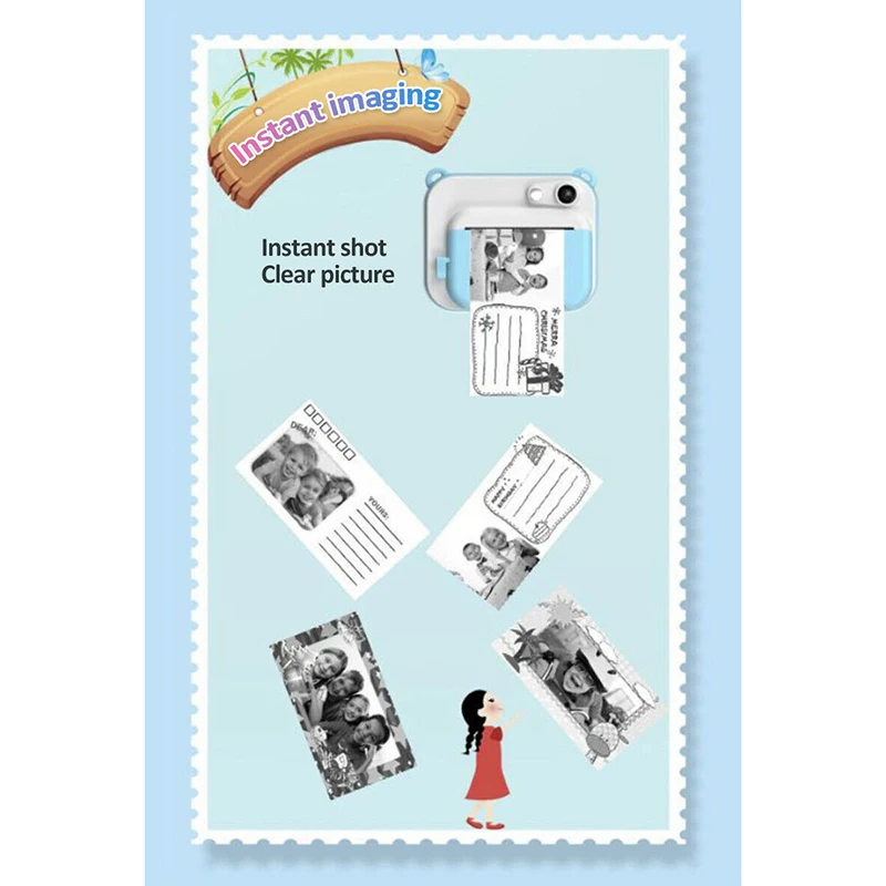 

DIY Digital Instant Print Camera Full Color Prints Child Camera for Children Baby Gifts - Pink