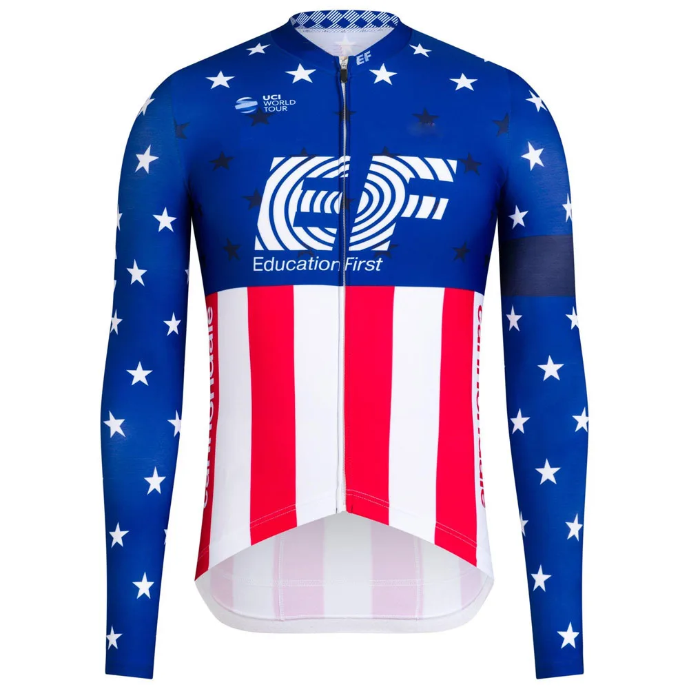 

EF Cycling Jersey 2021 Winter Thermal Fleece USA Bicycle Clothing Long Sleeve Race Cycling Road Shirt Mountain Jerseys Maillot