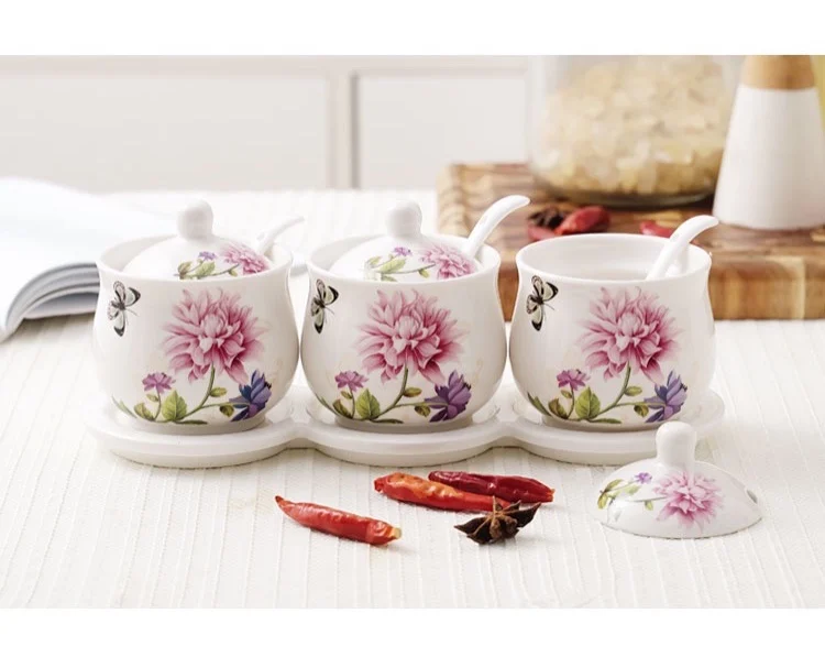 3 шт./компл. Керамические коробки для приправ Кухонный Контейнер традиционная