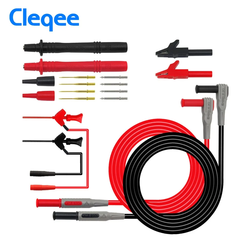 

Practical Cleqee P1300B 12-in-1 Super Multimeter Probe Replaceable Probe Clamp Multi Meter Test Lead kits + Alligator Clips