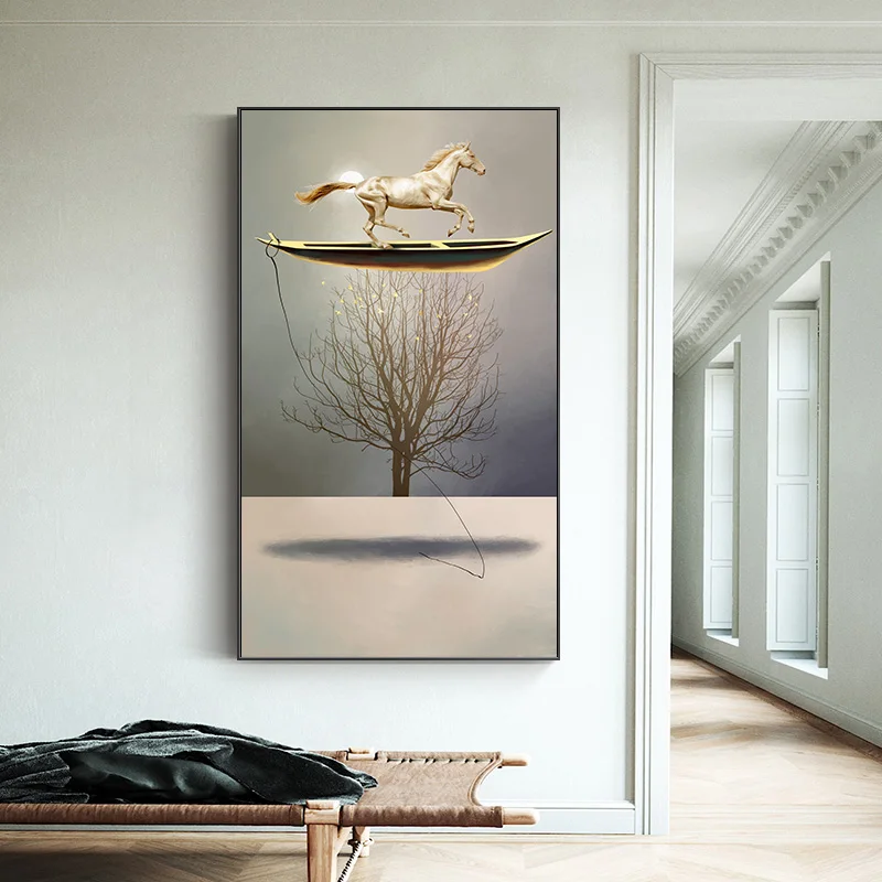 Абстрактный парусиновый постер с лошадью-лодкой Современная Настенная живопись