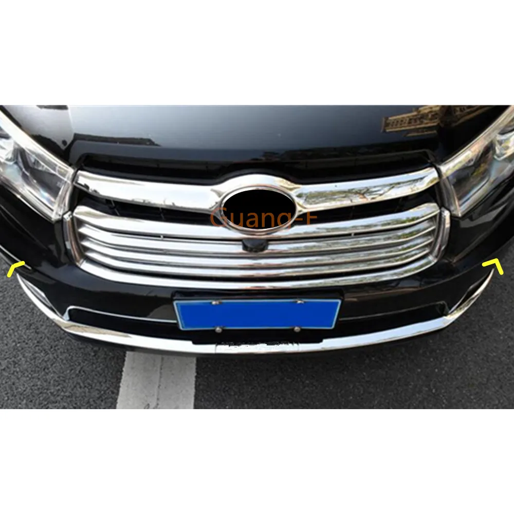 Для Toyota Highlander Защита Крышки Автомобиля ABS хромированные планки Передняя Нижняя решетка решетки вокруг края 2 шт