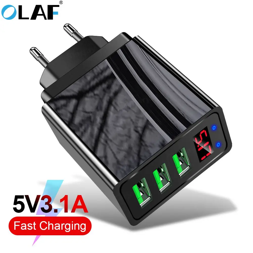 Olaf 3 0 A Светодиодный дисплей USB зарядное устройство QC для iPhone 7 x Samsung S10 plus EU US Plug phone