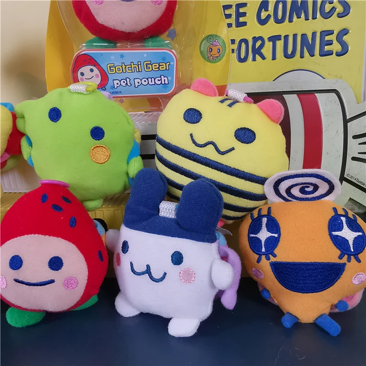bandai tamagotchi keychains cute tamagotchi pets plush dolls cartoon protective sleeve pendant keyring mini pets toys kids gift free global shipping