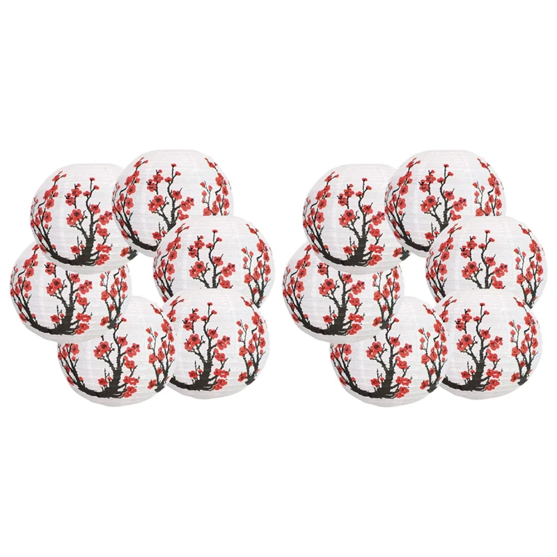 

12 упаковок 12 дюймов красные цветы вишни бумажные фонарики Круглые Китайские японские бумажные лампы для дома украшение для свадебной вечер...