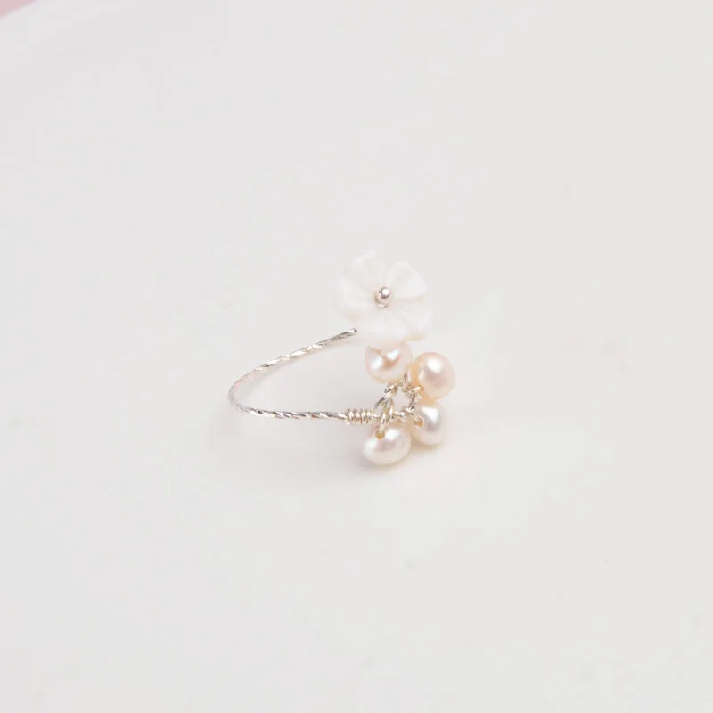 Женское кольцо из серебра 925 пробы с натуральным жемчугом|Кольца| |
