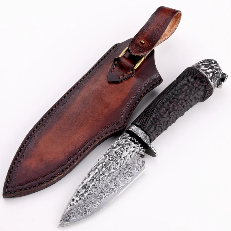 Походный нож из дамасской стали vg10 маленький прямой для фруктов тактический