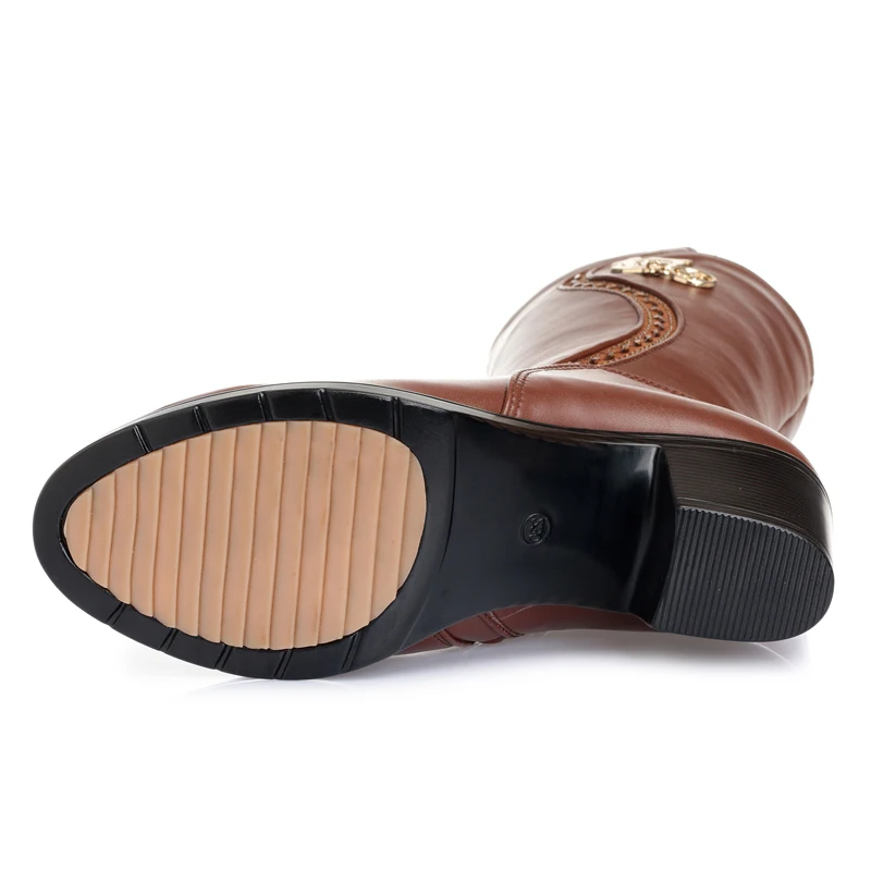 Женские зимние сапоги до колена теплая обувь из натуральной шерсти с мехом