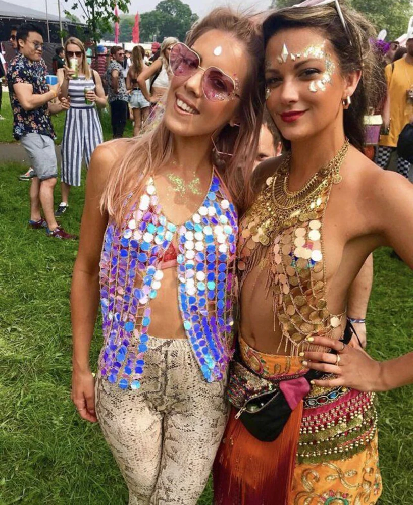 

Ccbodily beach celebration colorful fashion festival carnival costume summer sexy backless carnival body chain beach fringed S-6