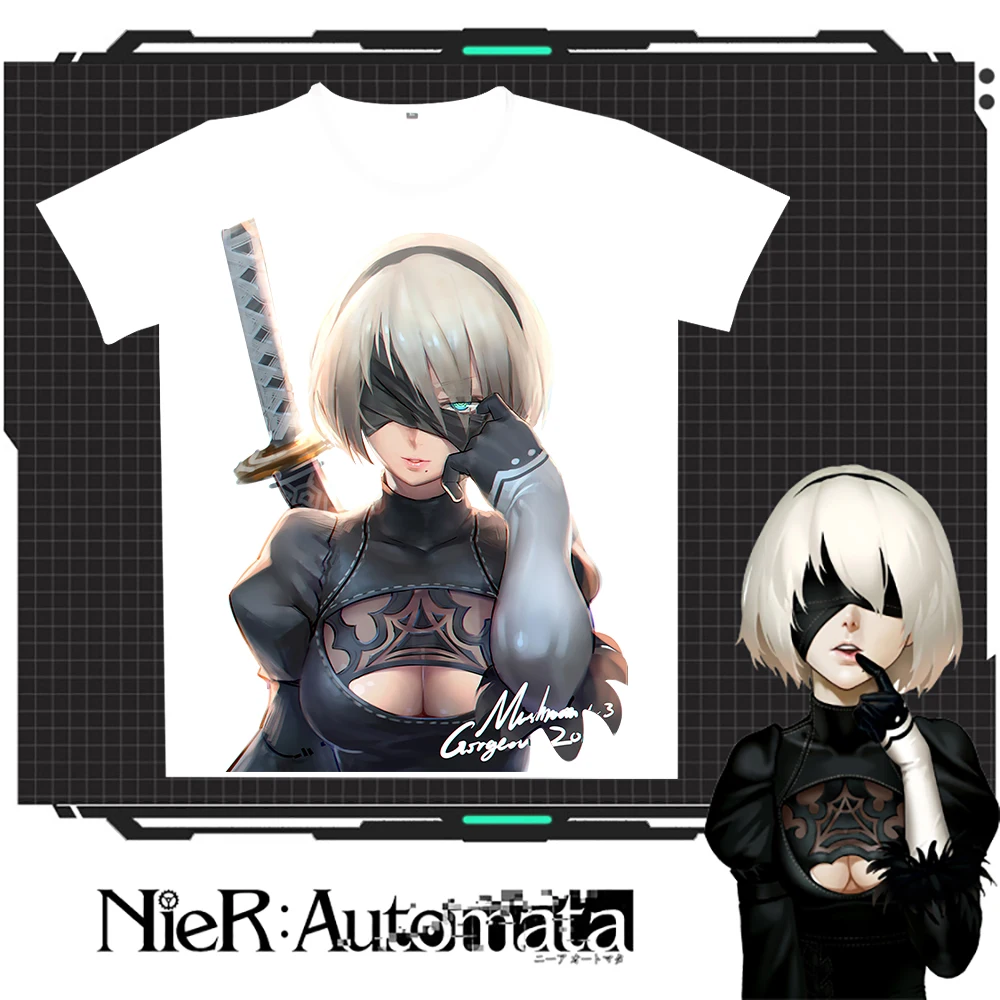 COYOUNG Бренд Новое поступление игры NieR: автоматические футболки с принтом молочный