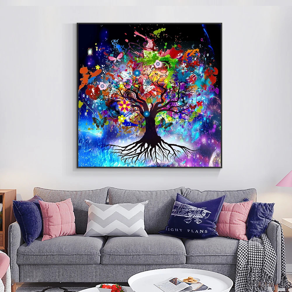 

Colored Tree of Life Print Poster Colourful Abstract Wall Canvas Painting for Living Room Corridor Modern Home Decor Artwork