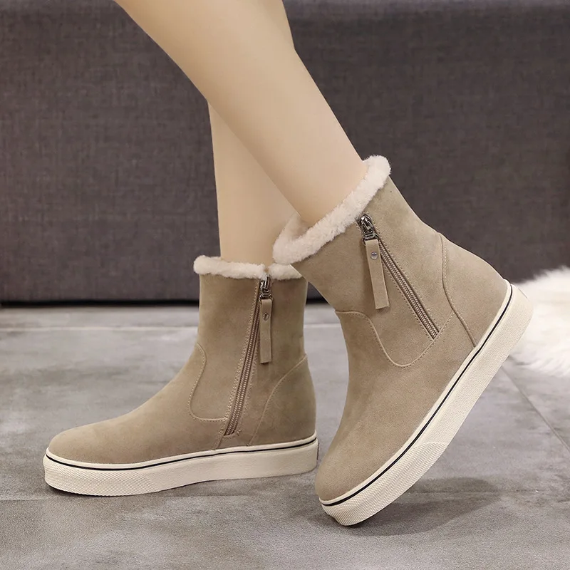 Зимние женские сапоги Сезон Зима Детское пальто из толстого плюша на плоской