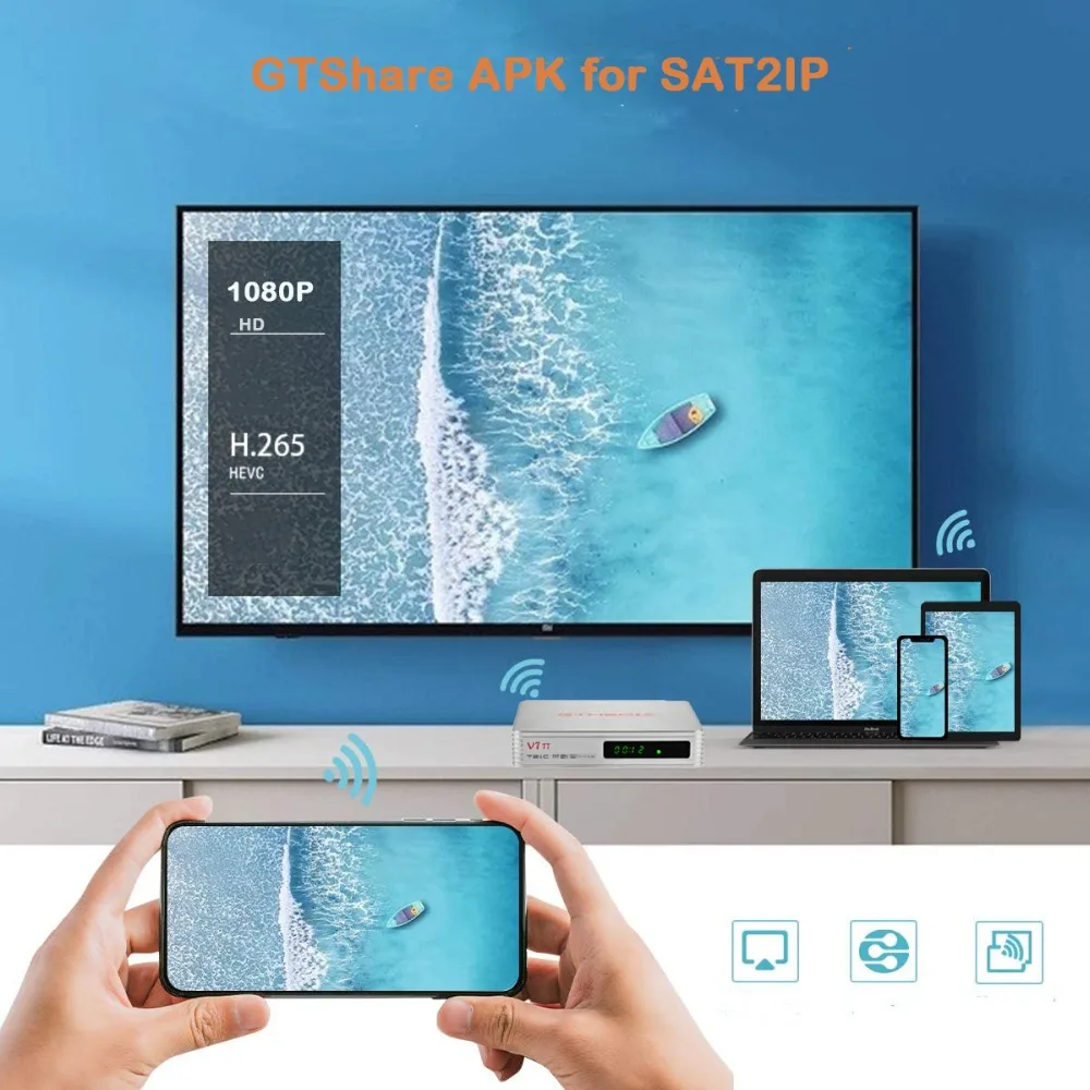 ТВ-приемник GTMEDIA V7 TT для спутникового ТВ декодер кабеля H.265 HEVC 10-битный тюнер USB WIFI