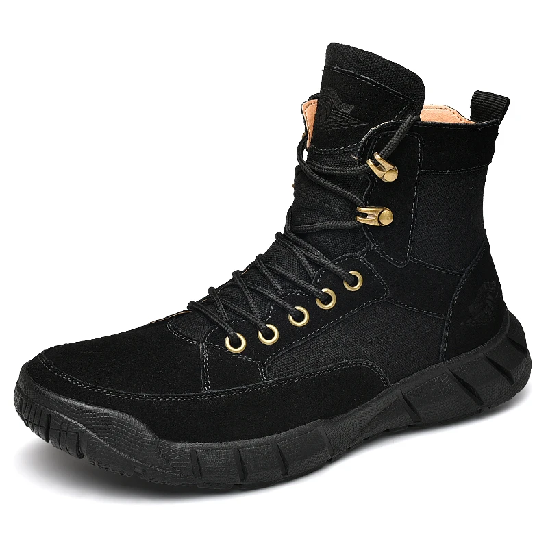 Stylish Men Women Comfortable Leather Sneakers Waterproof Hiking Shoes Man Boots Anti-skid Outdoor Motorcycle Ankle |