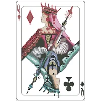 card game queen ii patterns counted cross stitch 11ct 14ct diy cross stitch kit embroidery needlework sets