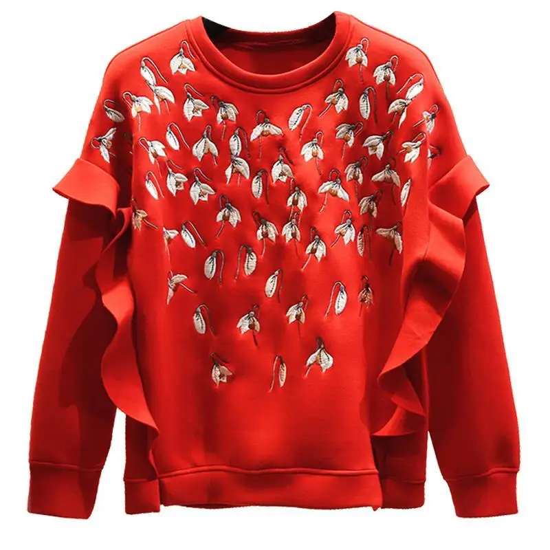 

Spring 2021 women's sweater women's cotton heavy industry loose long sleeve top fashion