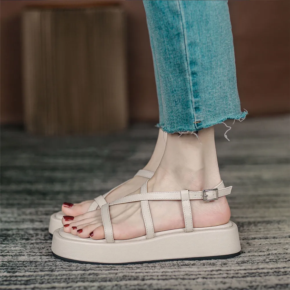 

New Women Sandal Shoes Fashion Platform Buckle Cross Strap Casual High Quality Outdoor Daily Slides Narrow Band Sandals