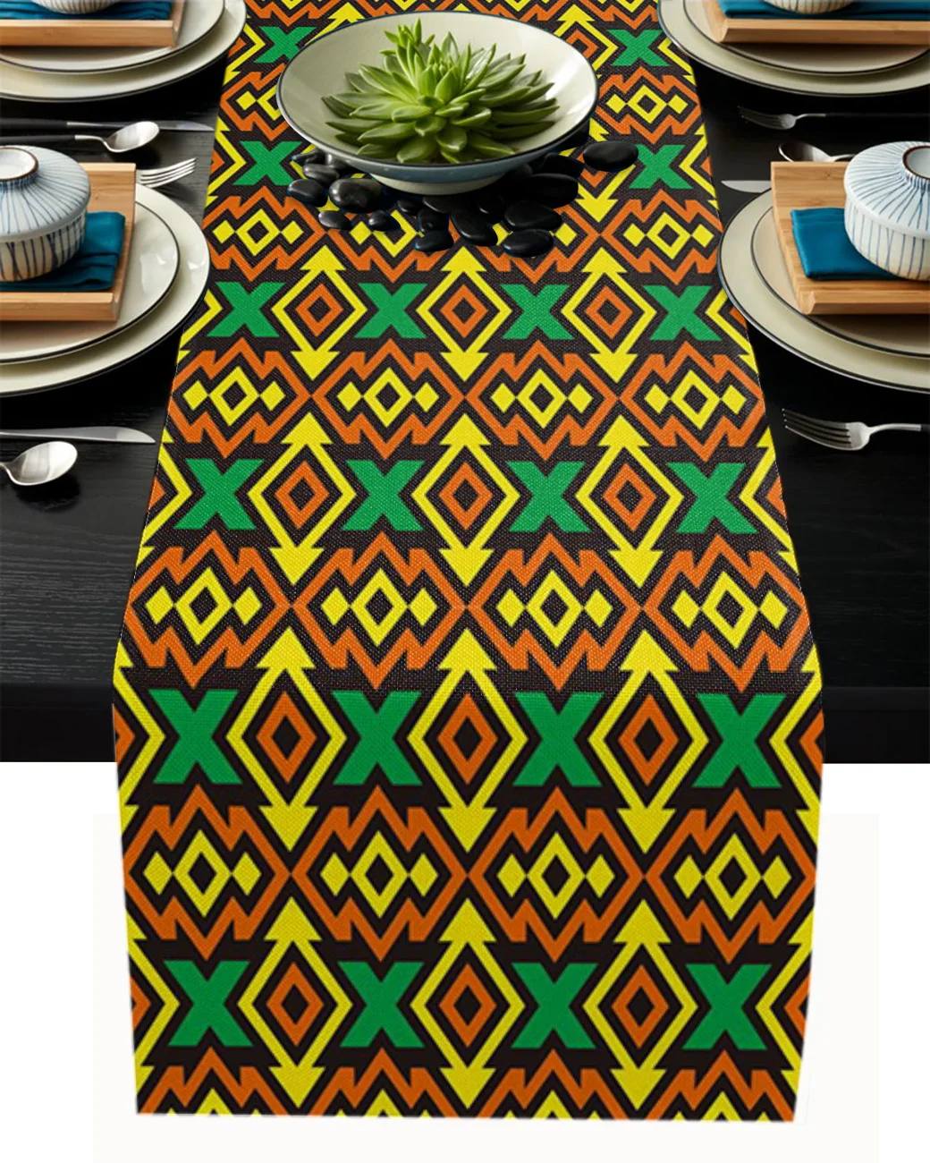 

Colorful Prismatic African Pattern Table Runner Kitchen Decor Tablecloth Placemat Hotel Home Wedding Decor Table Runners