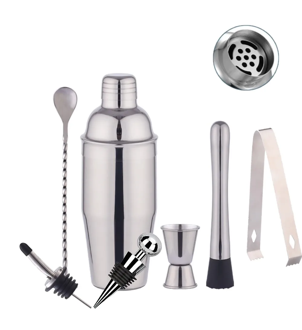 

Stainless Steel Cocktail Shaker Wine Mixing Stick Measure Cup Shaker With Crushing Hammer DIY Fruit Drink Ice Bar accessory