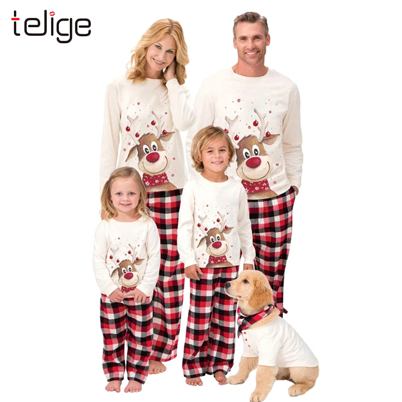 Семейные одинаковые наряды пижамы для мамы ребенка мужчин женщин малышей детей