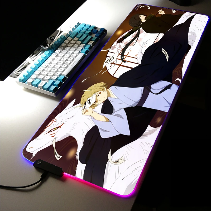 

Hot Sale Anime RGB LED Light Takashi Natsume Gaming Accessories Led 400*900MM Large MousePad XXL Room Carpet Keyboard Desk Mat