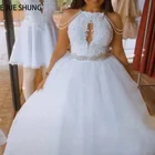 Женское свадебное платье E JUE SHUNG, белое платье из двух предметов со съемной юбкой, свадебные платья 2 в 1