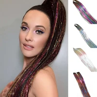 sparkle synthetic hair extensions for accessories high temperature fiber bling womens hair tinsel glitter strands in braiders