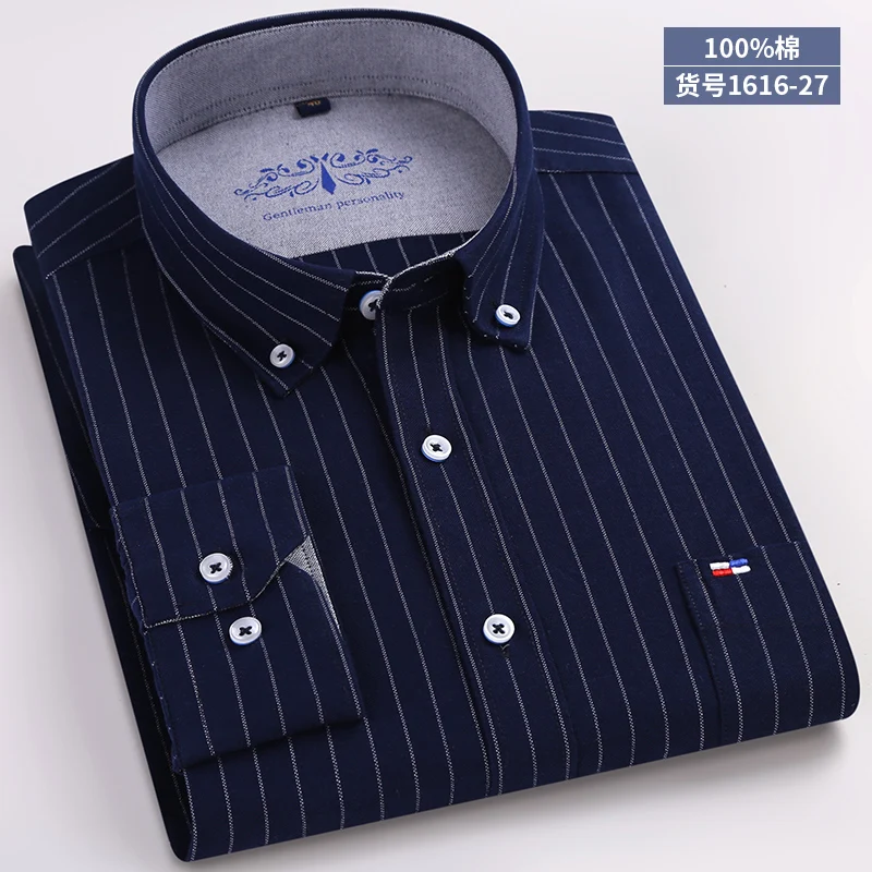 Men Shirt 27 Высококачественная Новая мужская рубашка с длинным рукавом из хлопка, Повседневная белая синяя приталенная рубашка Camisa, деловая классическая мужская одежда - Цвет: Men Shirt 27