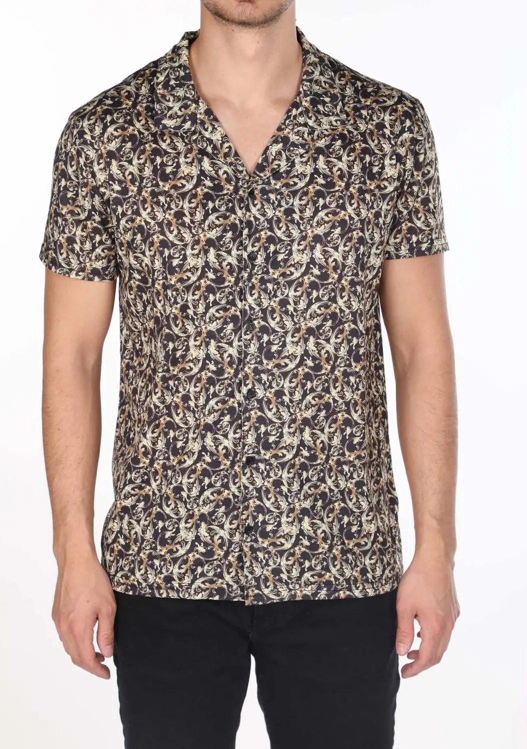 

Markapia Mens Small Patterned Short Sleeve Shirt