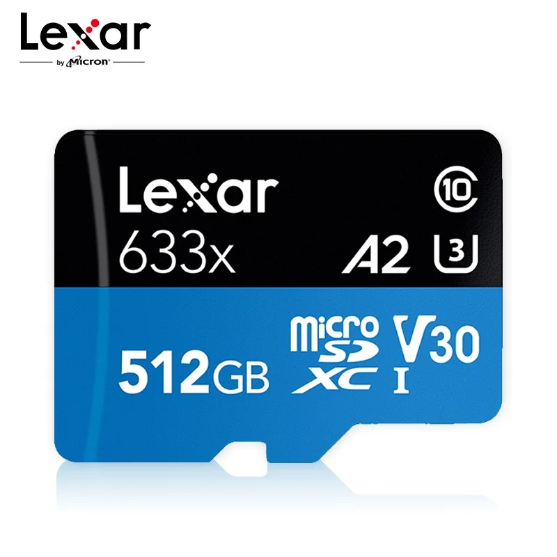 Lexar 633X A2 95MB/s 512GB micro sd card  Class10 UHS-I U3 TF Card 512GB SDXC Flash Memory Card for Gopro/DJI/Nintendo switch