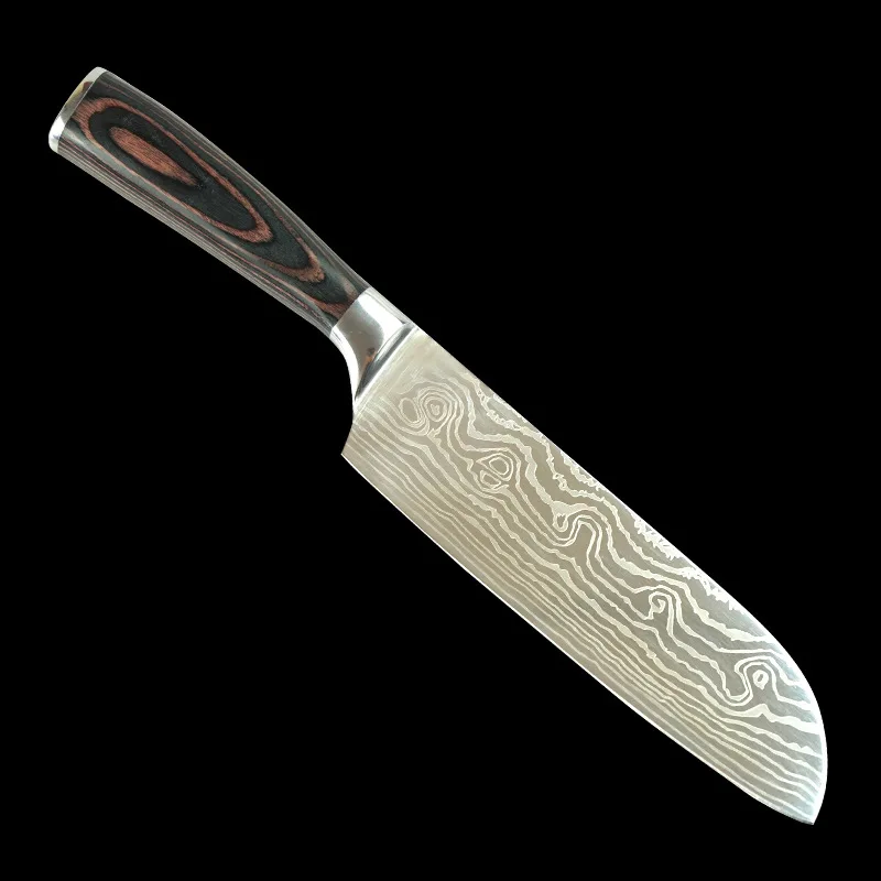 7-дюймовый японский кухонный нож шеф-повара из дамасской стали маленький с