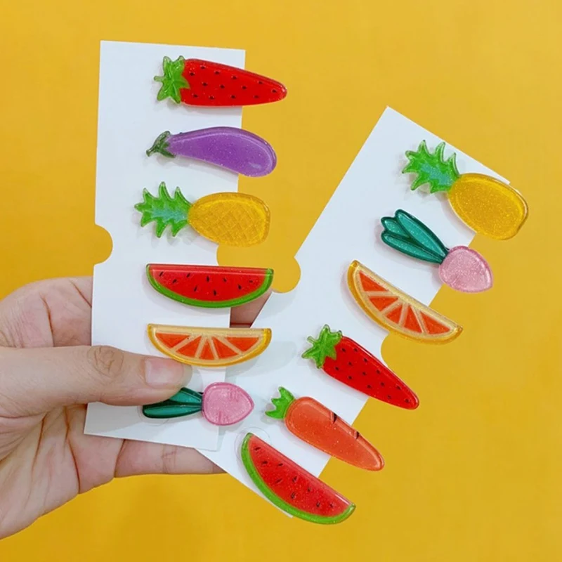 Заколка для волос детская в форме овощей фруктов 2 шт. модная шпилька | Детская