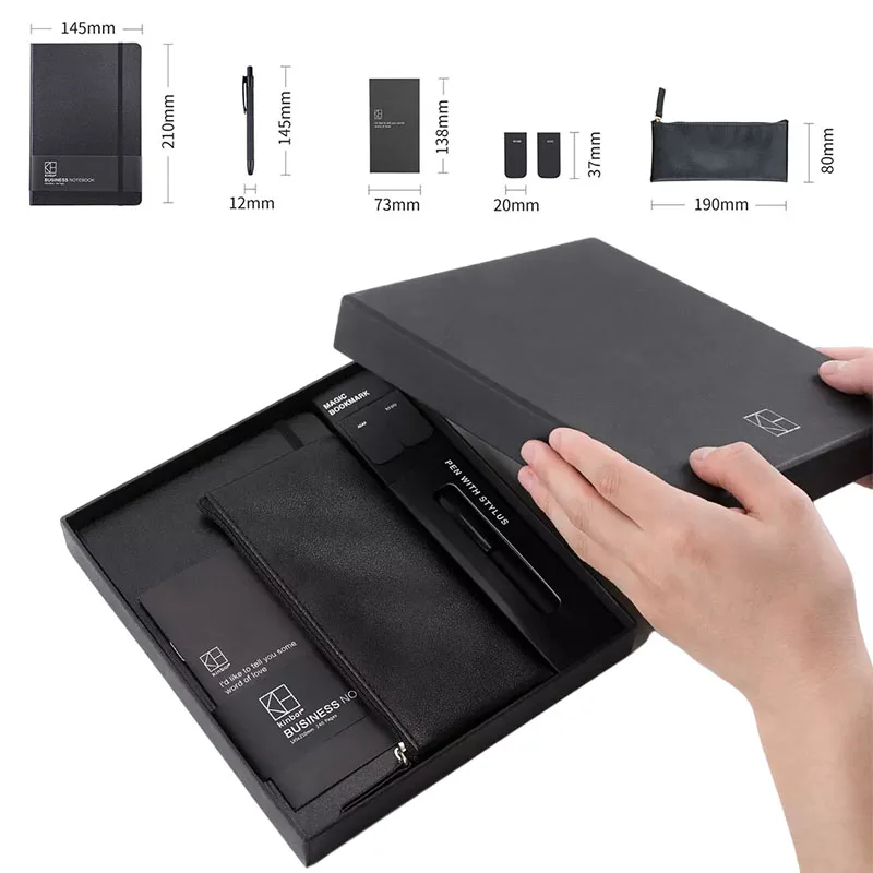 

New Youpin 5Pcs/set A5 Leather Notebook Journal Gift School Stationery Office Supplies Elastic Band PU Pencil Case High Quality