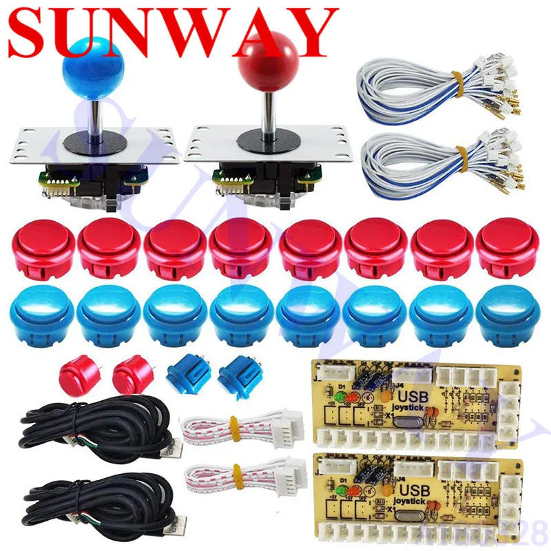 DIY 24/30 мм аркадная Sanwa Кнопки и джойстик Набор контроллер комплект с USB энкодер