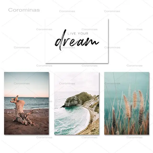 

Scandinavian Wall Art Nature Scenery Ocean Beach Wood Reeds Botanical Nordic Canvas Print Painting Sea Poster Decoration Picture