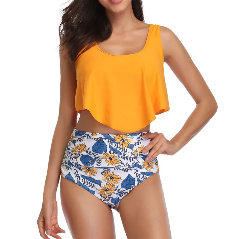 Yellow dot bikini Бикини большого размера s, набор размера плюс, бикини, два предмета, купальник в горошек, одежда для плавания для женщин,, бандаж, танкини, бикини 3XL - Цвет: Yellow dot bikini