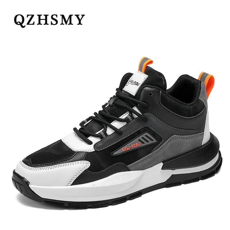 

QZHSMY High Quality Sneakers Men Shoes 2022 New Fashion Running Shoes Black White Platform Thick Sole Casual Male Footwear